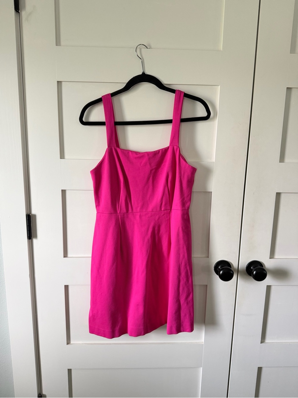 Fitted Square-Neck Mini Dress in Vibrant Pink